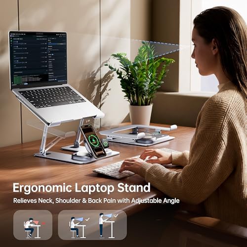 Transformers 6 in 1 Aluminum Laptop Stand with QI2 Wireless Charger