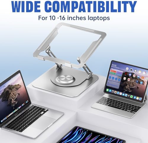 Laptop Stand for desk(360°Rotating),Aluminum laptop Riser for 10-16"Laptops