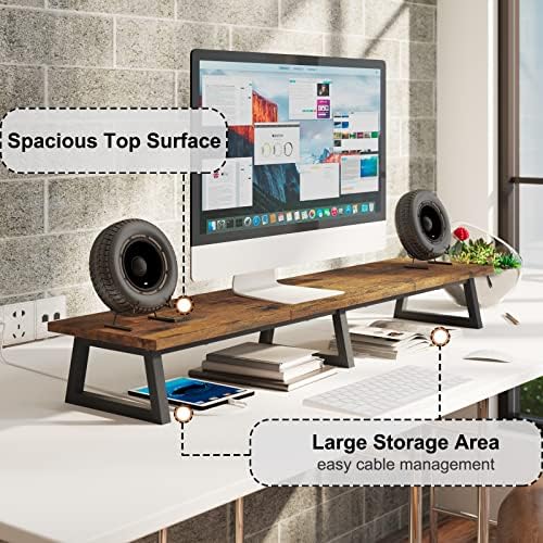 TEAMIX 42 inch Large Dual Monitor Stand Riser,TV Riser,Desk Shelf Organizer
