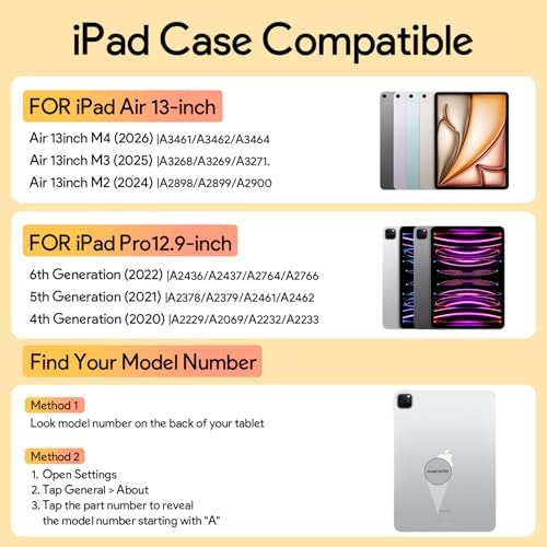 YBING for iPad Air 13 Inch & Pro 12.9 Case with Keyboard - Mouse, 7 Colors Backlit Detachable Keyboard and 360 Rotating Cover for iPad Pro 12.9 (6th, 5th, 4th, 3rd gen), Air 13 M4/M3/M2 (Yellow)