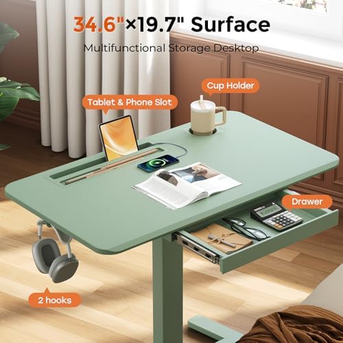 Mobile Standing Desk with Drawer, 35"×20" Small Laptop Desk