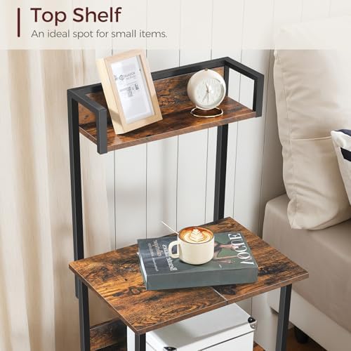 MAHANCRIS Printer Table with Storage, Home Printer Stand with File Cabinet, Fits A4/Letter Size Files, Printer Cabinet with Large Tabletop, Display Shelf, for Home Office, Rustic Brown PTHR3501