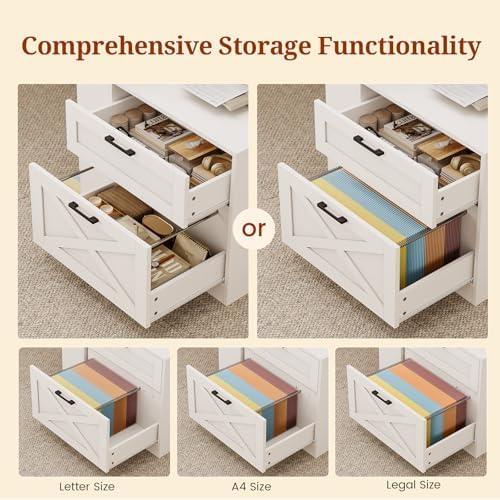 UPOSOJA 71" Farmhouse L Shaped Standing Desk, Electric Height Adjustable Corner Desk with Storage Cabinet & File Drawers, Wood Stand up Computer Desks with Power Outlets for Home Office