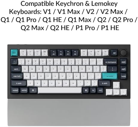 Keychron Gray Silicone Wrist & Palm Rest, 12.89" for 75% Compact Keyboard Series V1/V2/Q1/Q2 & Lemokey P1 (Pro/Max/HE) – Anti-Slip Base – Smooth & Soft Support