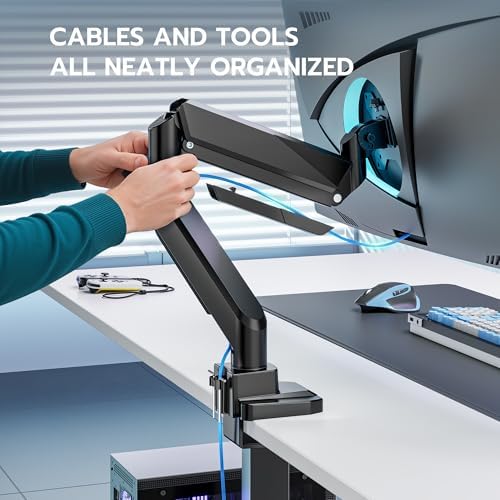 Heavy Duty Single Monitor Mount for 13"-49" Curved Screens with USB, Black