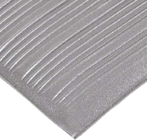 NoTrax T42 Standard PVC Safety/Anti-Fatigue Comfort Rest Ribbed Foam, for Dry Areas, 4' Width x 6' Length x 3/8" Thickness, Silver