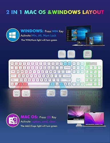 Wireless Keyboard and Mouse Combo with RGB Backlit, Rechargeable