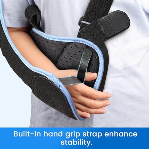 Velpeau Pediatric Arm Sling Shoulder Immobilizer for Kids, Black Left 2XS