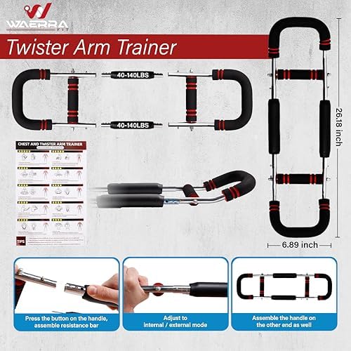 Twister Arm Trainer - Chest Workout Equipment for Home Gym, Forearm Trainer & Muscle Exerciser for Men and Women, Portable Home Workout Strength Training, Upper Body Exercise Bar