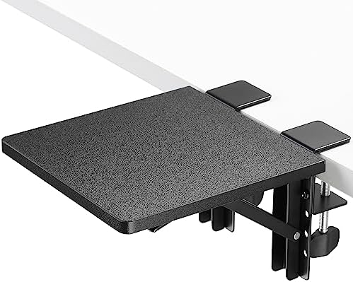 ETHU Compact Foldable Desk Extender Tray with Clamp, 9.4x9, Black