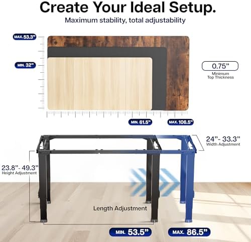 VIVO Black Premium 4-Leg Dual Motor Standing Desk Frame, DESK-E-P4B