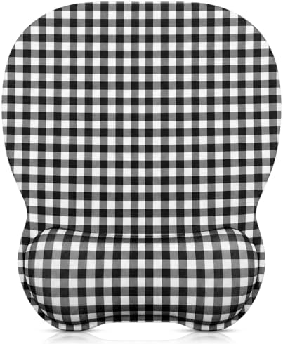 Sabary Black White Gingham Mouse Pad with Wrist Rest Checkered Mouse Pad