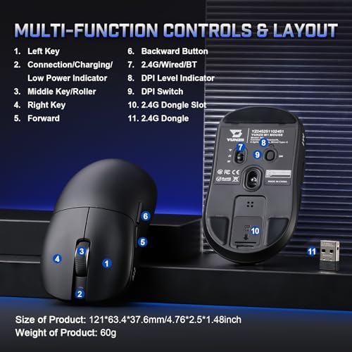 YUNZII M1 PAW3311 Sensor Wireless Gaming Mouse (Black)
