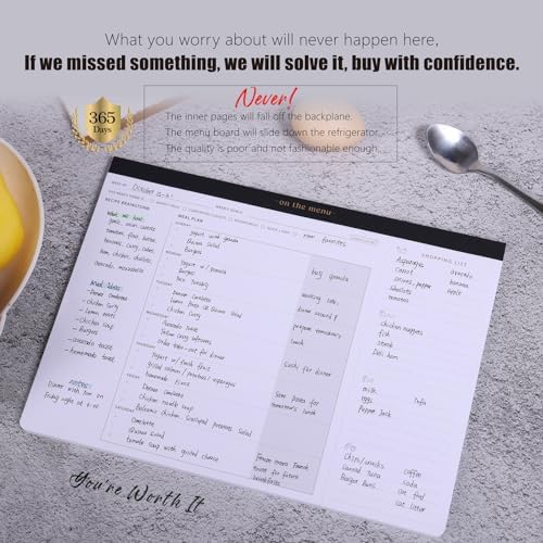 Weekly Meal Planner w/ Recipes & Grocery List-Magnetic Notepad for Fridge