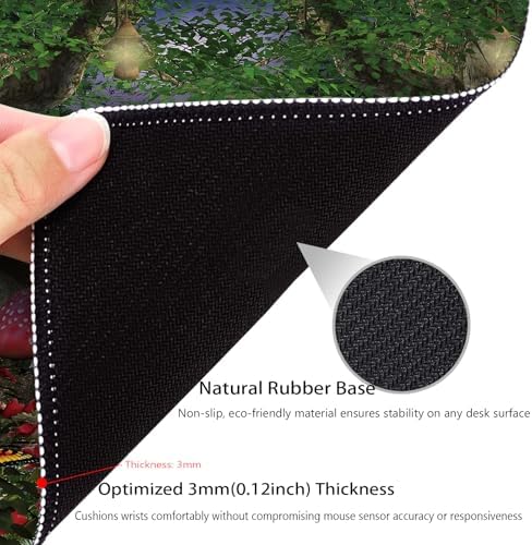 Mushroom Mouse Pad, Enchanted Nature Pathway Butterfly Landscape Desk Mat