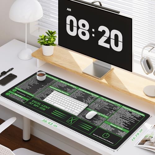 iCasso Excel Cheat Sheet Desk Pad, Excel Mouse Pad Shortcuts
