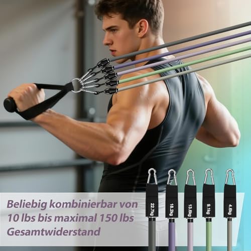 WHATAFIT Resistance Bands with Handles, 150 lb Exercise Bands Set