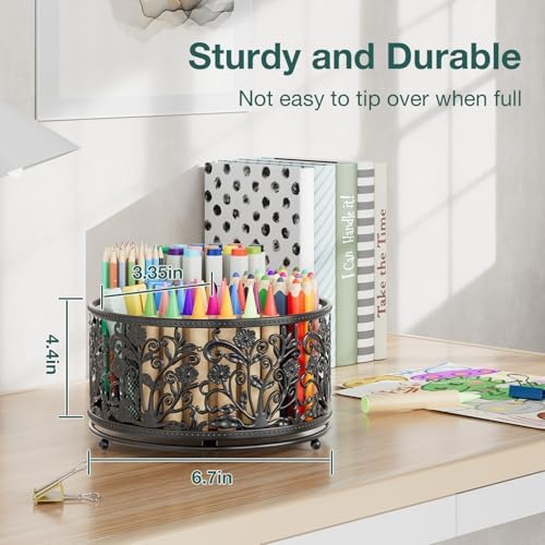 EKNITEY Pencil Holder for Desk - 360° Rotating Pen Holder Organizer Caddy