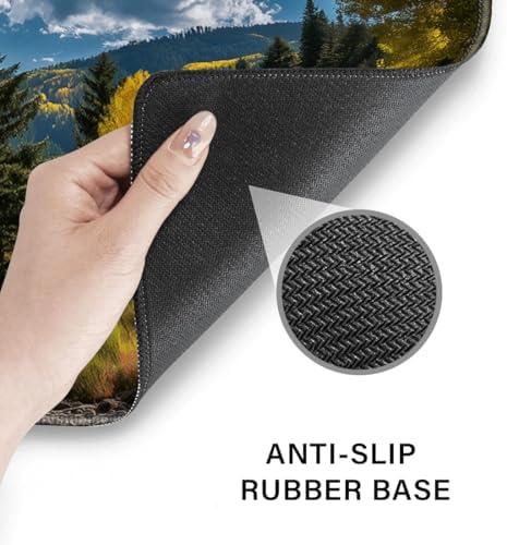 Desk Pad and Keyboard Wrist Rest, Large Mouse Pad + Keyboard Pad+Mouse Wrist Support, Non-Slip Desk Mat Protector for Office, Home 31.5×11.8 Inches Fall Forest
