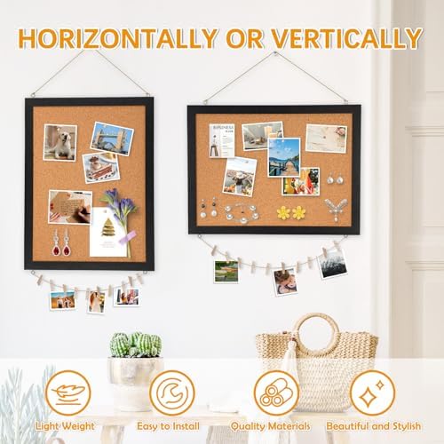 DOLLAR BOSS Double-Sided Black Cork Board, 16"x12" Bulletin Board