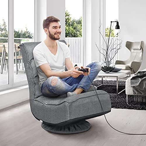 GIANTEX 360 Degree Swivel Gaming Chair, 6 Position Adjustable (Grey)