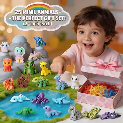 25Pcs 3D Printed Animals Articulated Fidget Toy
