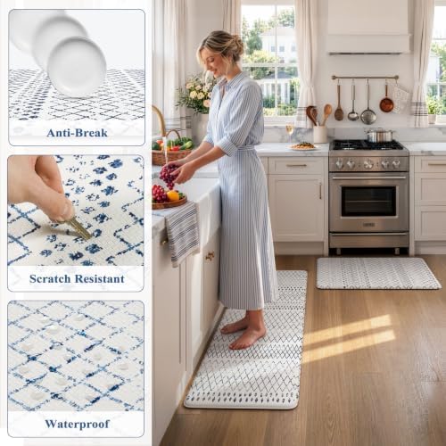 KIMODE Kitchen Mats 2PCS Cushioned Anti Fatigue Boho Kitchen Rugs and Mats
