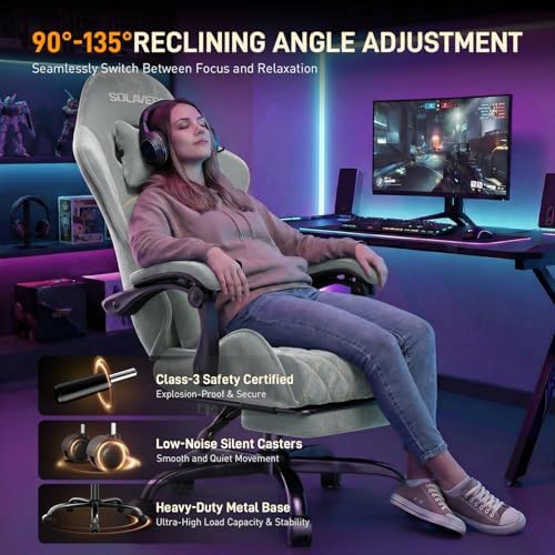 HLDIRECT Massage Recliner Gaming Chair with Footrest for Adults, Blue