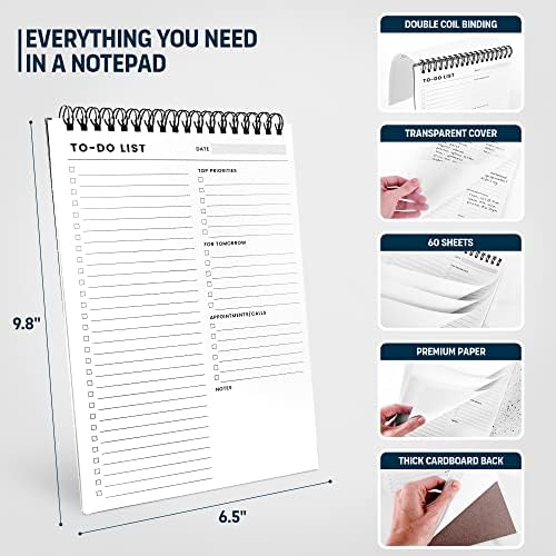 To Do List Notepad 3 Pack with Multiple Functional Sections, Daily Planner