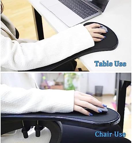 LL-COEUR 2 Pack Arm Support Wrist Rest for Table and Chair, Ergonomic Armrest Desk Extender, Multifunctional Computer Mouse Pad Holder (2 x Black)