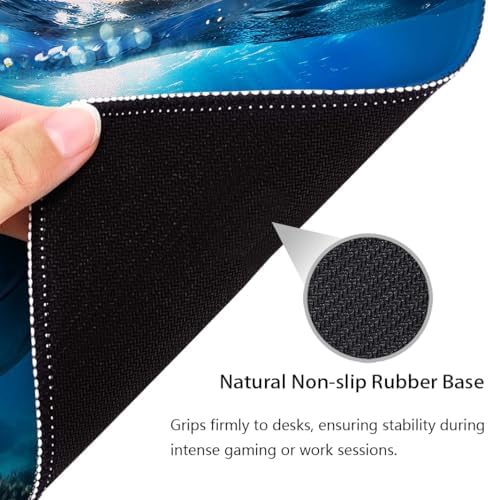 Dolphins Mouse Pad, Happy Underwater Encounter Navy Blue Ocean Desk Mat