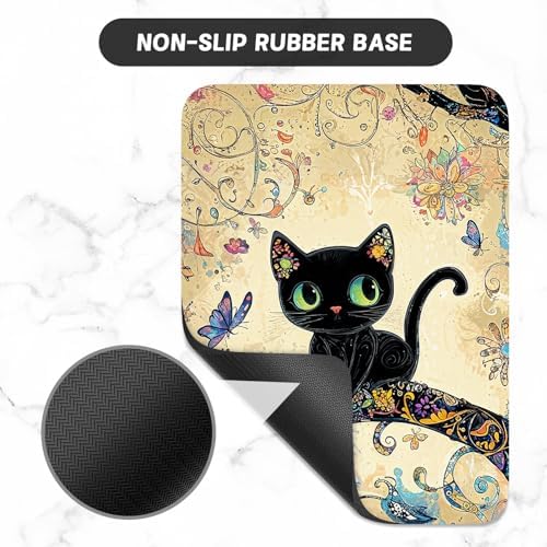 Small Mouse Pad, Mini Mouse Pad 6 x 8 Inch, Thick Rubber Waterproof Mouse Mat, Cute Mousepad for Women Men Wireless Mouse Laptops Home Office, Cat on Branch
