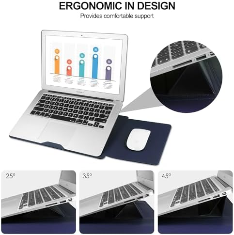 HoYiXi 13.3'' /13.6'' Laptop Sleeve Case Leather Bag with Stand Compatible with MacBook Pro 14/MacBook Air 13(M1 M2)/13.3'' Yoga/Dell XPS 13/HP/Matebook 14'' Laptop case, Blue