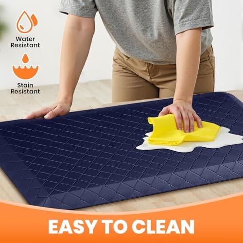 4/5 Inch Extra Thick Kitchen Mats for Floor,Non Slip Anti Fatigue Kitchen Rugs,Waterproof Stain Resistant Sink Mat,Cushioned Standing and Comfort Mats for Office (17"x28" Blue)