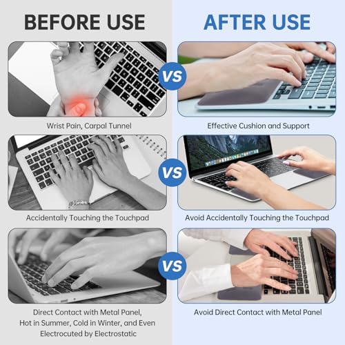 Upgraded Wrist Rest for Laptop, Ergonomic Memory Foam Laptop Wrist Pads for Computer Keyboard, Wrist Support Cushion for Typing (Gray)