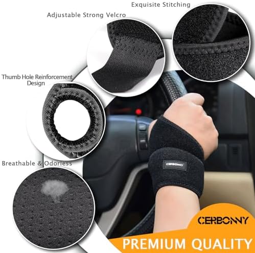 CERBONNY Carpal Tunnel Wrist Brace,1Pack Wrist Support Brace Adjustable Wrist Strap Reversible Wrist Brace for Sports Protecting/Carpal Tunnel/Arthritis-Left