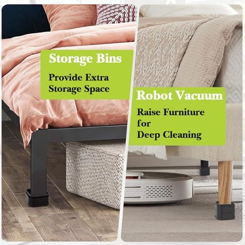 4 Pack Furniture Risers 4 Inch, Adjustable Bed Risers Heavy Duty for Table Desk Couch Chair Sofa Cabinet Bed Legs Dorm, Square Stackable Bed Raisers Blocks Lift Height 1", 2",3"or 4", Black