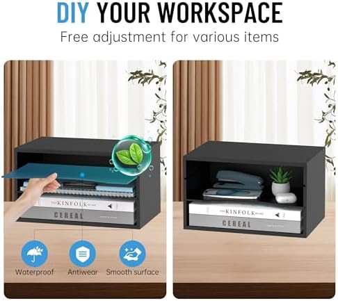 3-Tier Paper Organizer for Desk, Adjustable Mail Organizer, Black