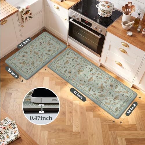 LEEVAN Anti Fatigue Kitchen Mats for Floor, Cushioned Kitchen Mat Set 2PCS