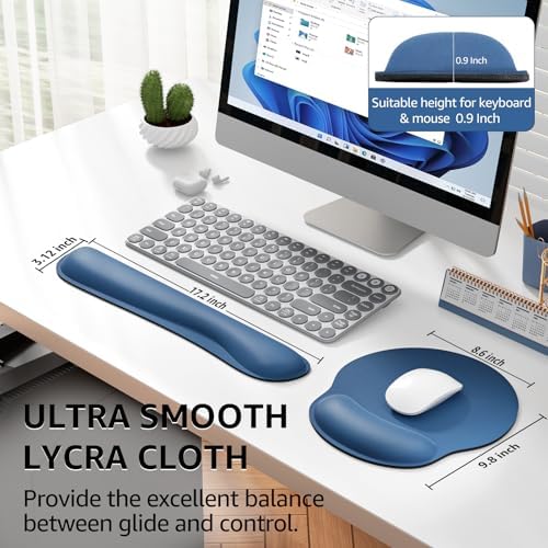 KTRIO Keyboard Wrist Rest & Mouse Pad with Wrist Rest, Navy Blue