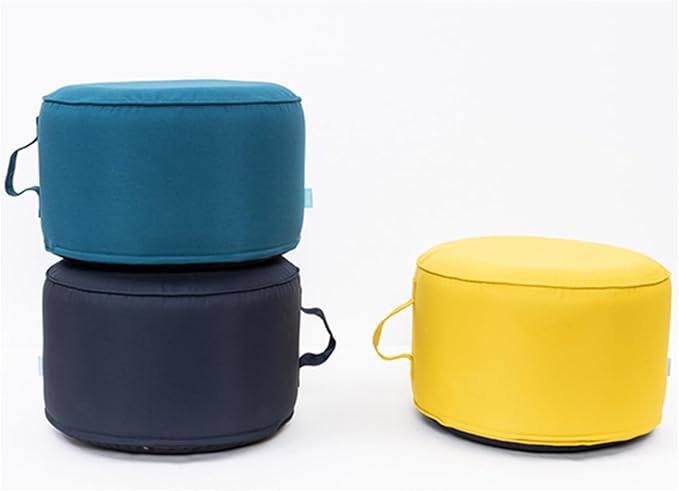 QILLOWAY Inflatable Outdoor Ottoman for Patio, Waterproof Round Pouf, Inflatable Foot Rest, Outdoor Footstool for Poolside, Garden，Camping,Yellow