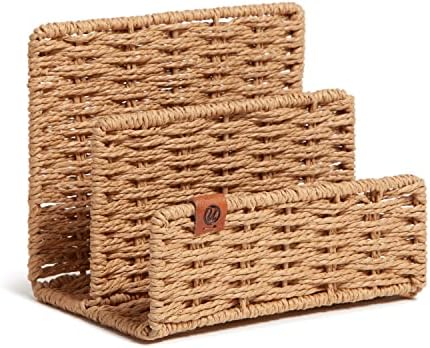 U Brands Mail Organizer, Woven Letter Sorter, Desk Organizer, Wicker Woven