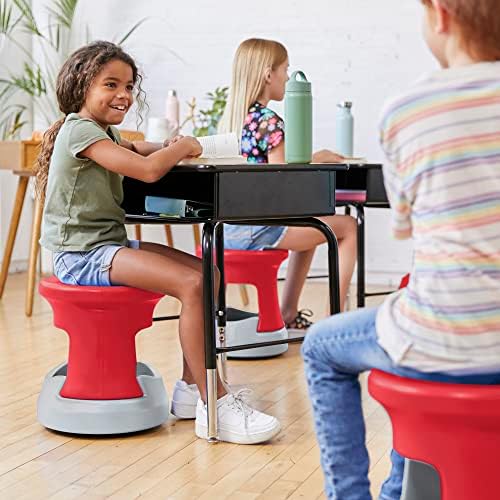 ECR4Kids Active Storage Wobble Stool, 15in Seat Height, Childrens Furniture, Red/Light Grey