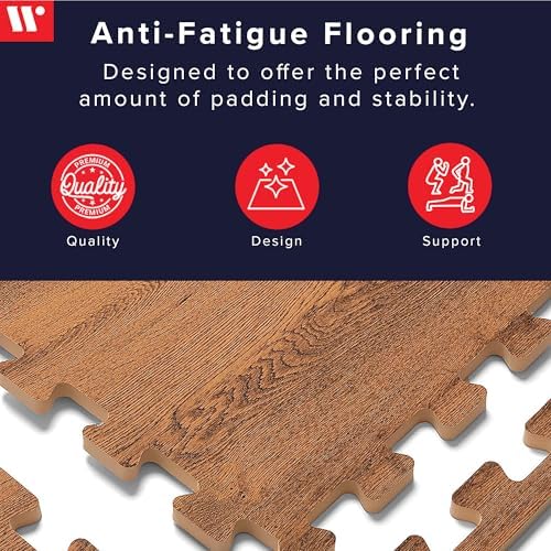 Forest Floor Farmhouse 3/8 Inch Thick Printed Foam Tiles, Premium Wood Grain Interlocking Foam Floor Mats, Anti-Fatigue Flooring – Stylish Flooring Solution