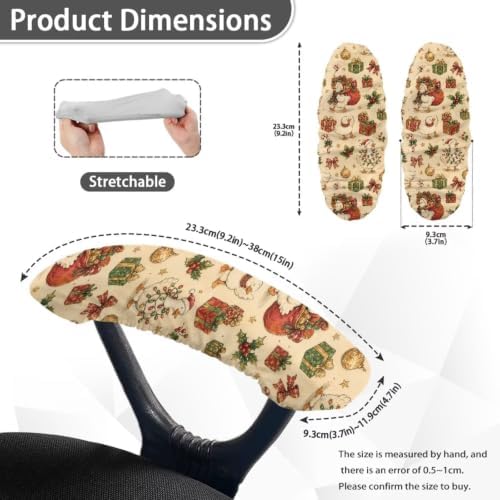 2 Piece Office Chair Arm Covers Protectors, Christmas Goose Printed Anti-Slip Dust-Proof Computer Chair Armrest Covers with Elastic Edge, Easy to Install, Christmas Home Decor