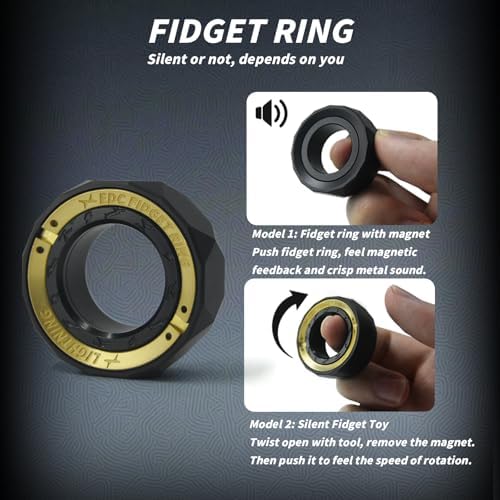 Fidget Toys 2 Pack, Trackless Fidget Slider, Fidget Ring