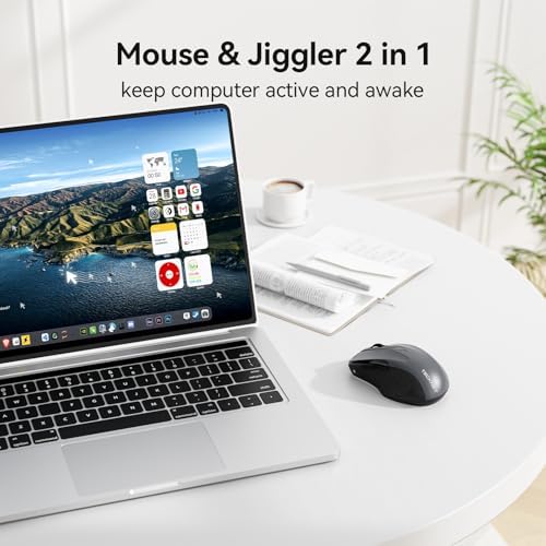 TECKNET Rechargeable Jiggler Wireless Mouse, Dual-Mode Connectivity, Grey