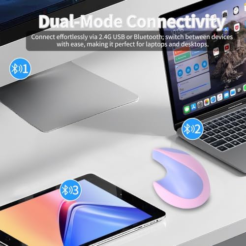 Ergonomic Mouse,Bluetooth & 2.4G Dual Mode Vertical Wireless Mouse Rechargeable Optical Mice Cordless Quiet Clicks with USB Receiver,6 Buttons for Laptop/MacBook/PC/Desktop-Suitable for Small Hands