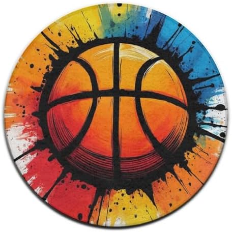 Large Machine Washable Circular Rugs, Home Decor Round Mat for Living Room Sofa Office Basketball