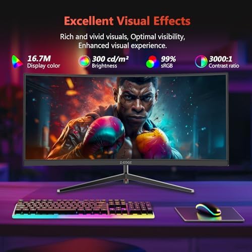 Z-Edge 30" Curved Gaming Monitor, WFHD1080P 200Hz 165Hz 144Hz, MPRT 1ms